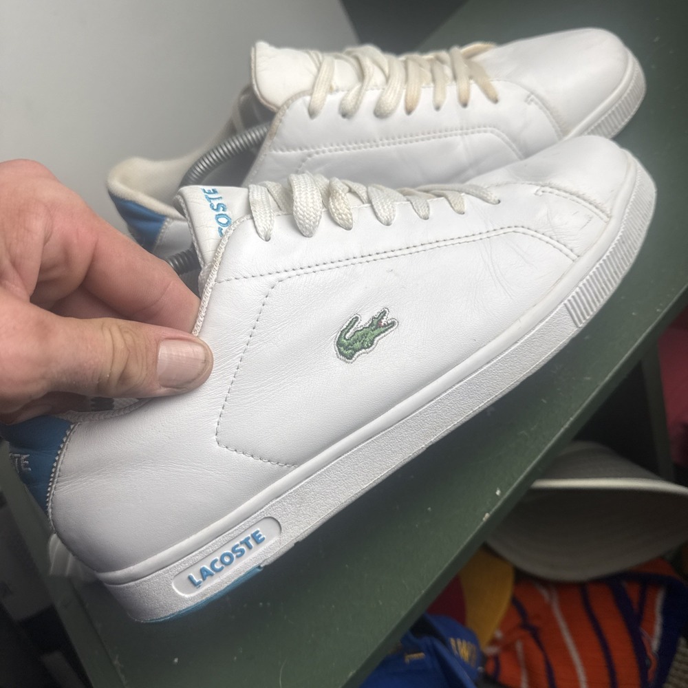 Lacoste Carnaby Evo Mens 12 White Leather Shoes Sneakers Lifestyle Casual - Picture 2 of 12
